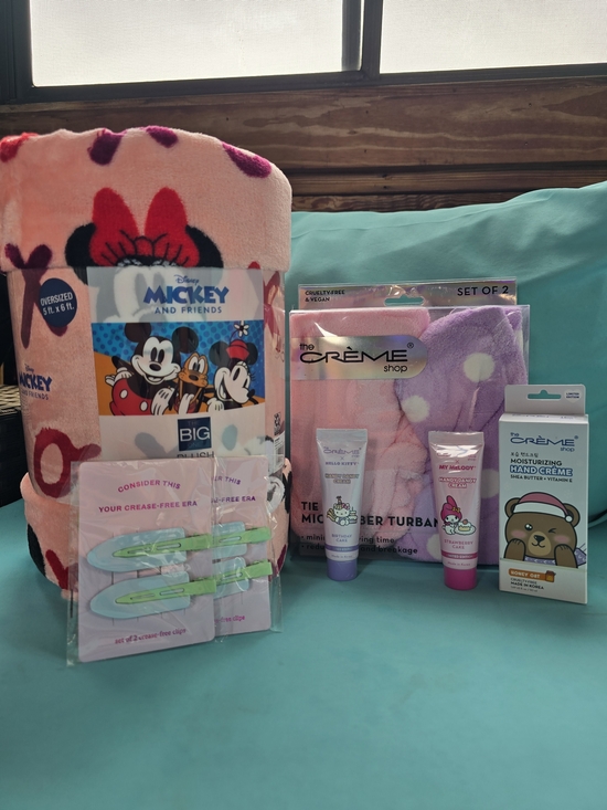 Disney Other - Disney Mickey & Friends Pink Plush Throw Blanket with Hair Care Set